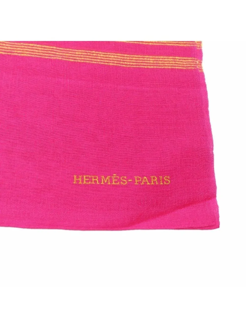 Hermes Cashmere Silk Large Shawl Plume Stitching Scarf Pink